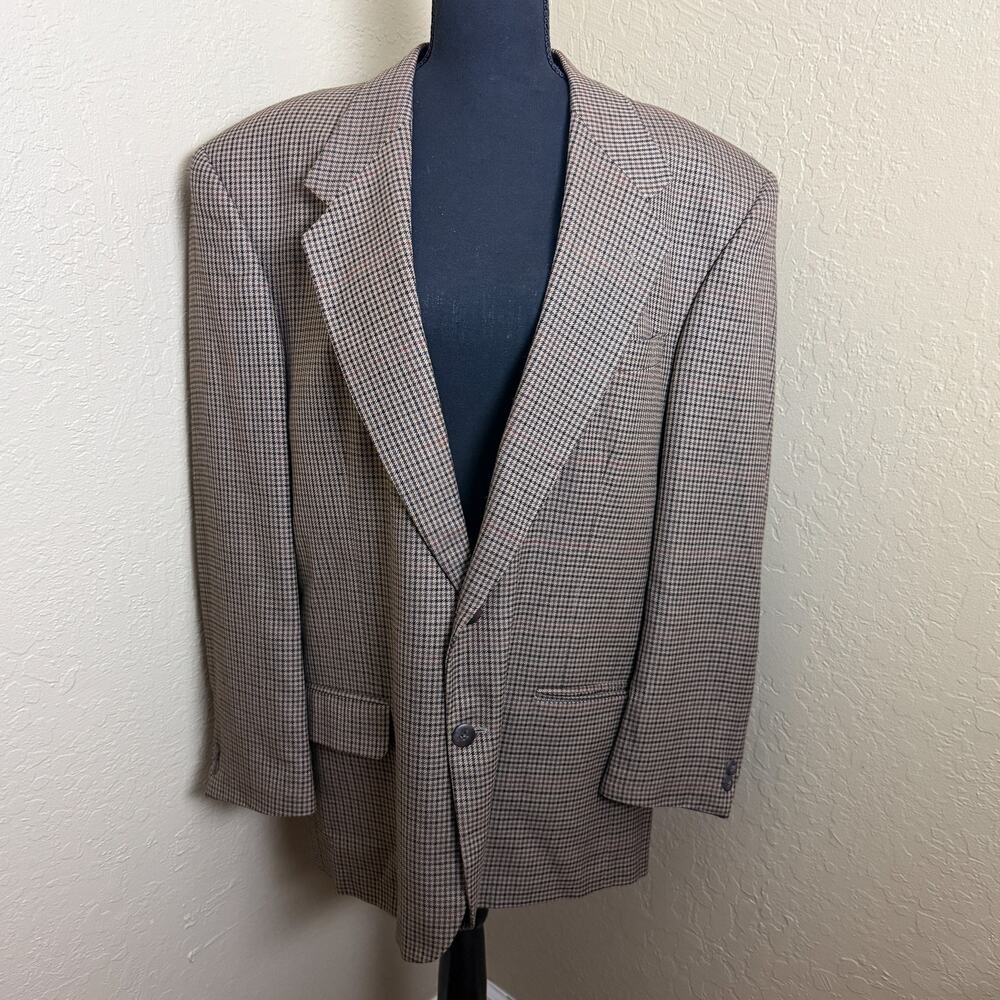Casa Di Billera Brown Houndstooth Blazer Union Made USA Men’s Sport Coat